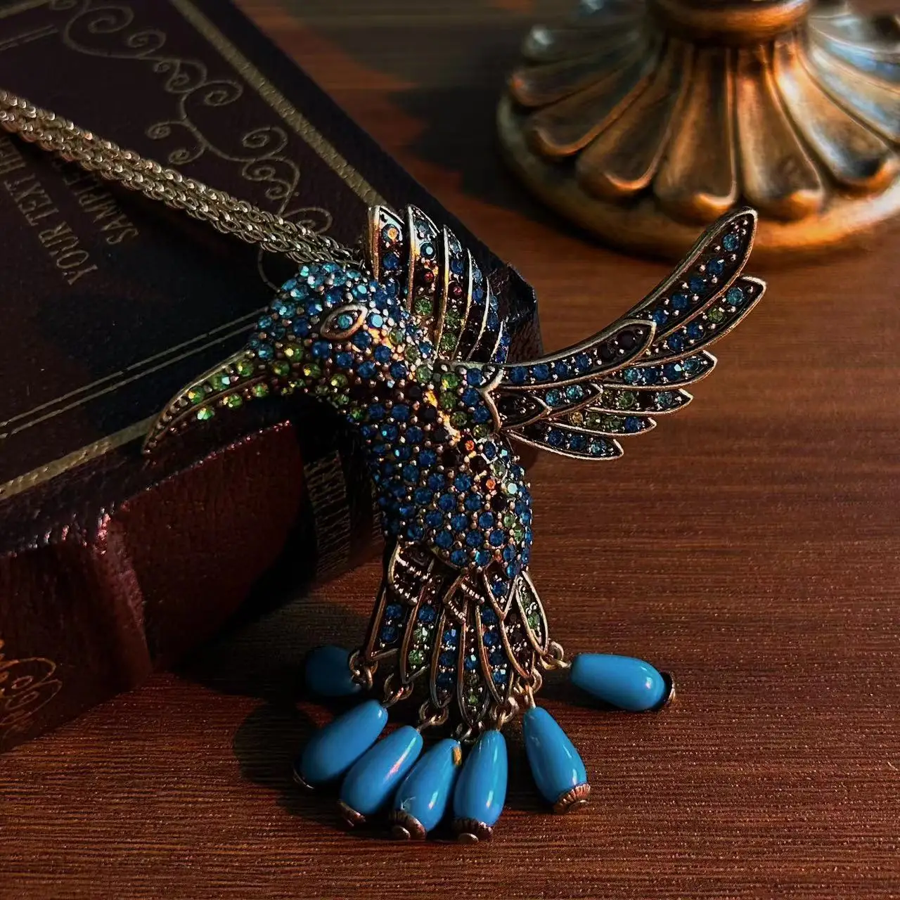 Fashion classic animal hummingbird vintage necklace earrings