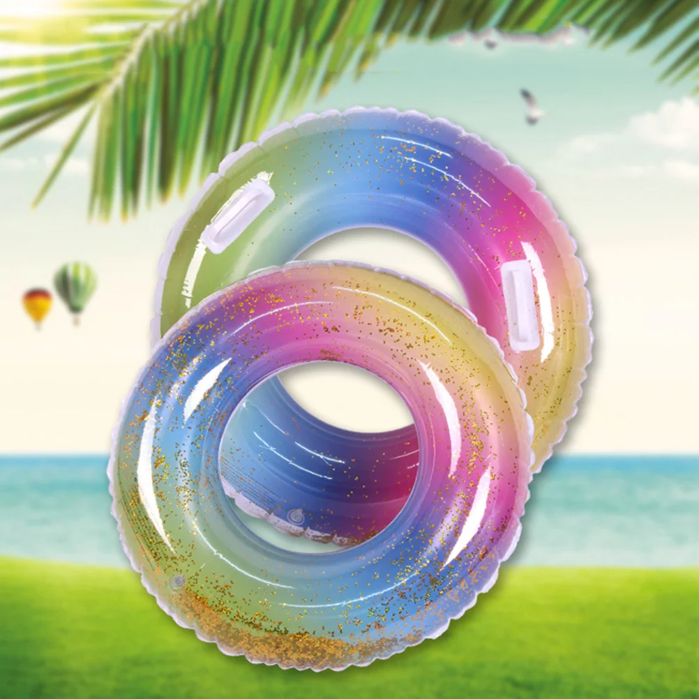 Inflatable Pools Adults Swim Float Trendy Rings Beachy Fashion Aid Swimming Rainbow Thicken