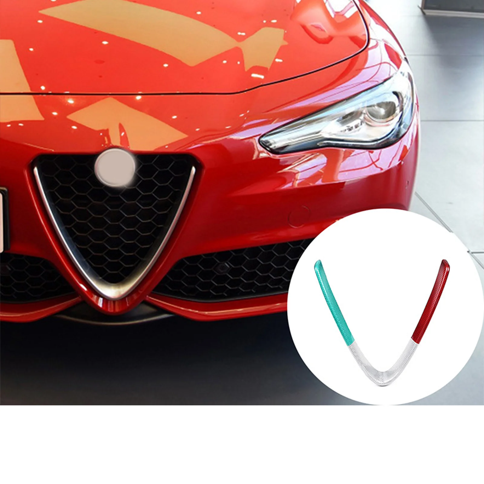 

Автомобильная решетка для Alfa Romeo Giulia 2017-2020, V-образная рама, решетка, отделка из настоящего углеродного волокна
