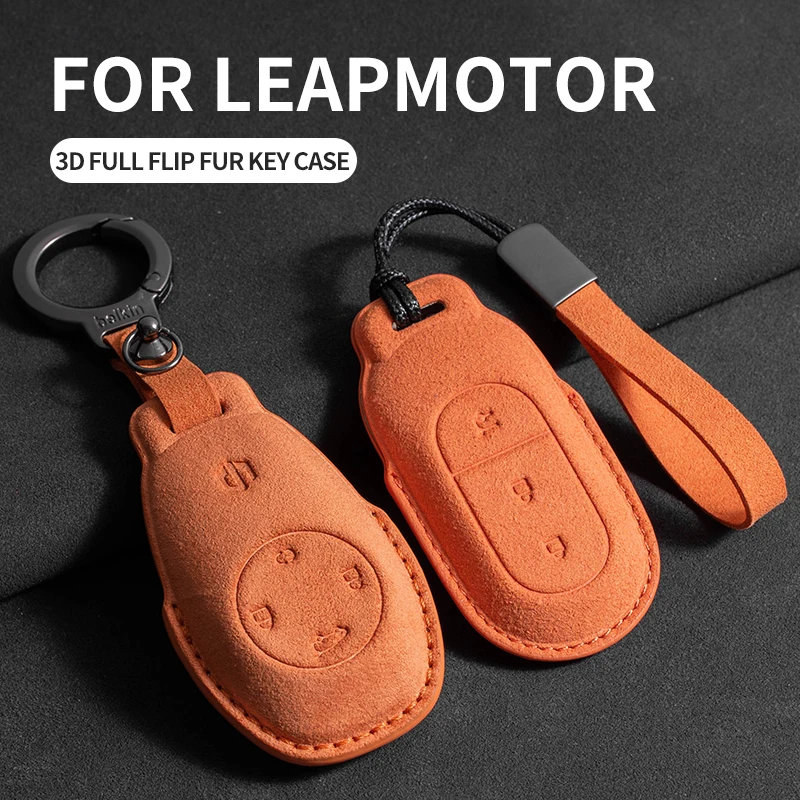 Car Key Case For Leapmotor To3 C11 S01 C01 Suede Car Keychain For Leapmotor