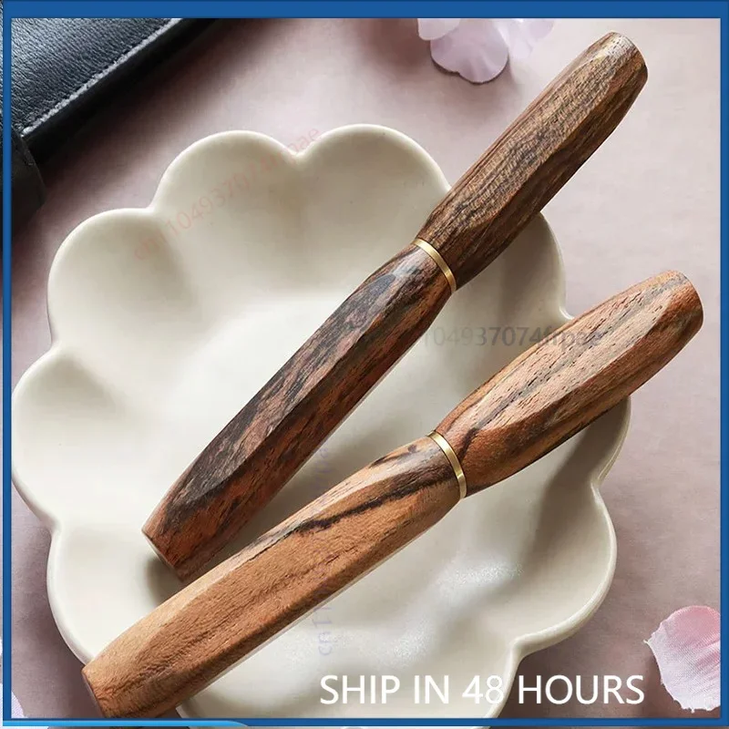 For Magnetic Sandalwood Fountain Pen For WANCHER 4-Sided Anti-Roll Barrel Wooden Ink Pen For Calligraphy Practice & Gift