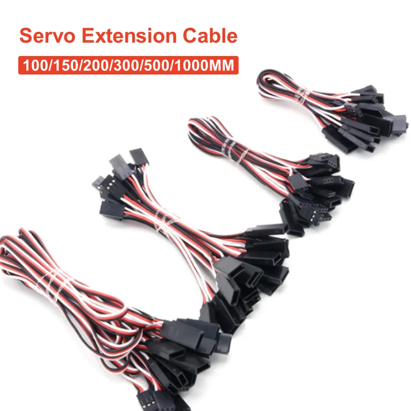 10PCS 100/150/200/300/500mm RC Servo Extension Cord Cable Wire Lead For RC Futaba JR Male to Female  10/20/30/50CM