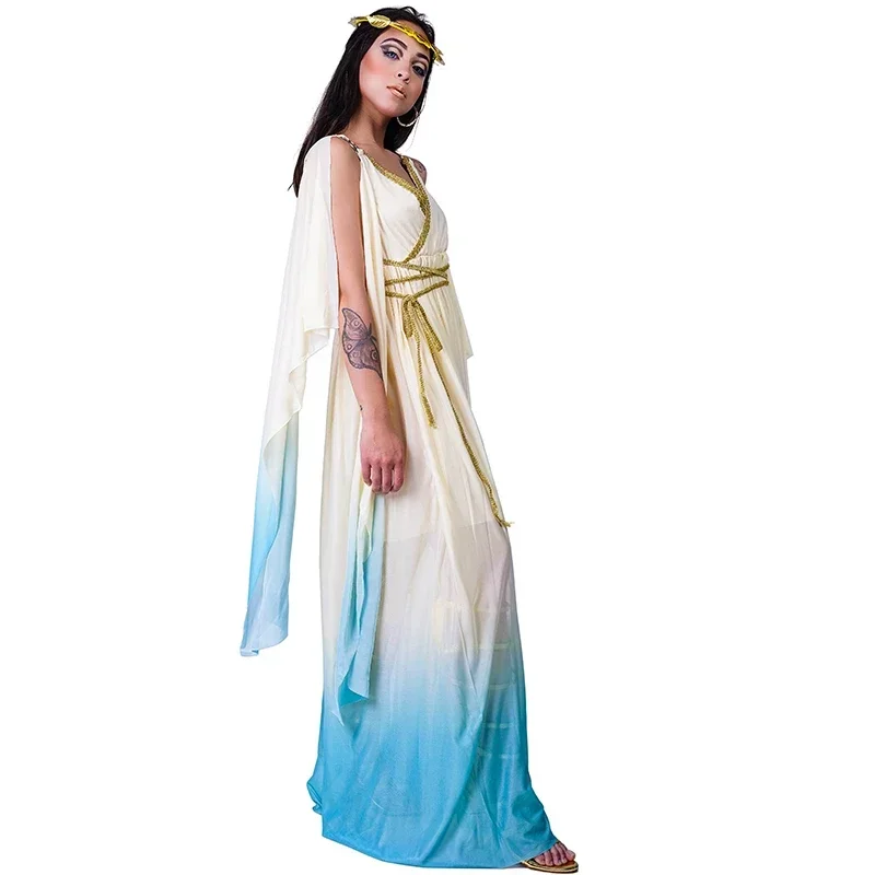 Greek Goddess Dress Costume Women\'s Sexy Cosplay Long Dress Cleopatra Queen Cosplay Costume Halloween Carnival Performance Dress