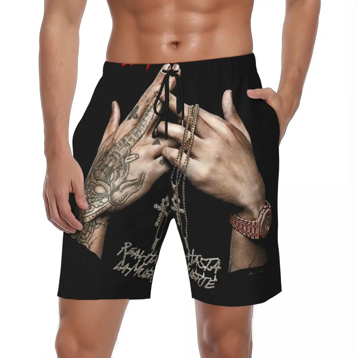 

Купальники Anuel AA Board Shorts Summer Real Hasta La Muerte Casual Board Short Pants Мужские спортивные быстросохнущие пляжные плавки с рисунком