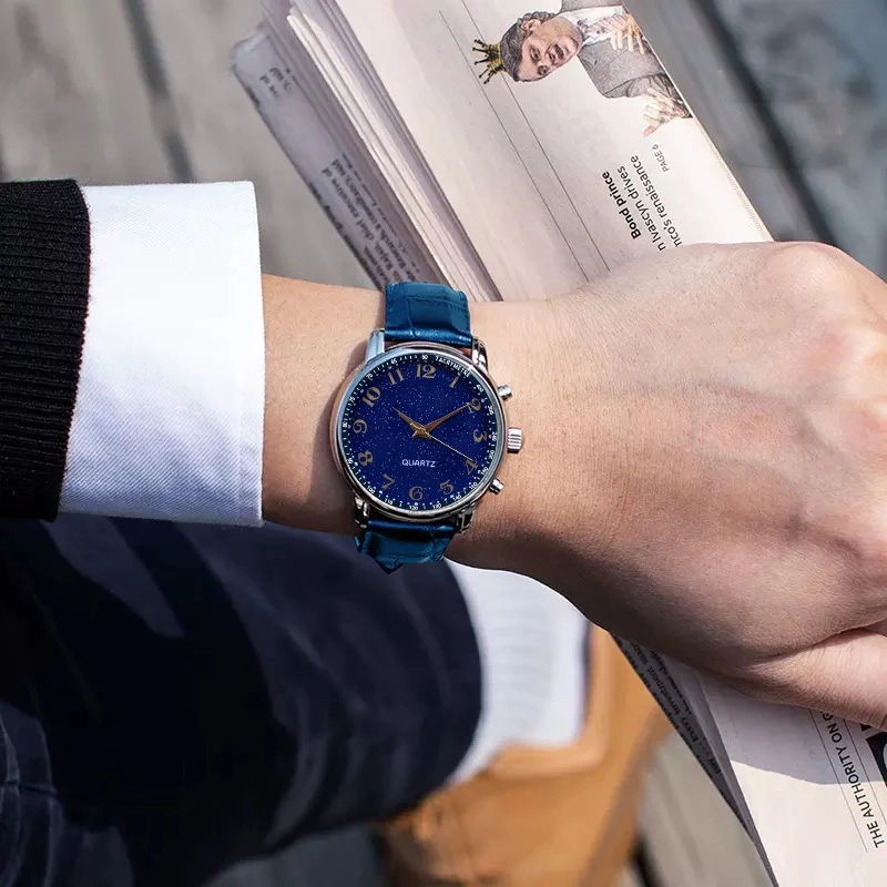 ساعات عصرية فاخرة للرجال من أفضل العلامات التجارية بحزام جلدي مستدير وحزام كوارتز بمينا من الفولاذ المقاوم للصدأ ساعة كاجوال بسوار Montre