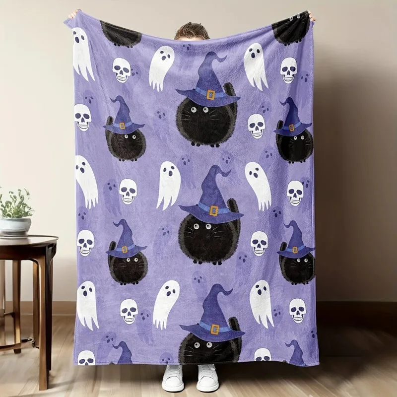 Halloween Pumpkin Ghost Printed Blankets for Kids Boys Girls Cozy Fleece Warm Living Room Sofa Bed Blankets for Home Office