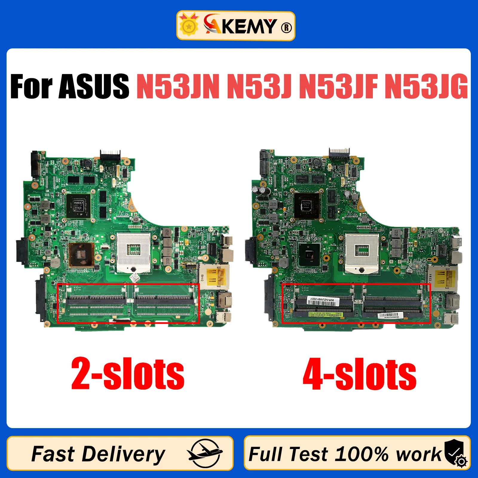 

Материнская плата AKEMY для ноутбука ASUS N53JN N53J N53JF N53JG S989 HM55 100% полностью протестирована