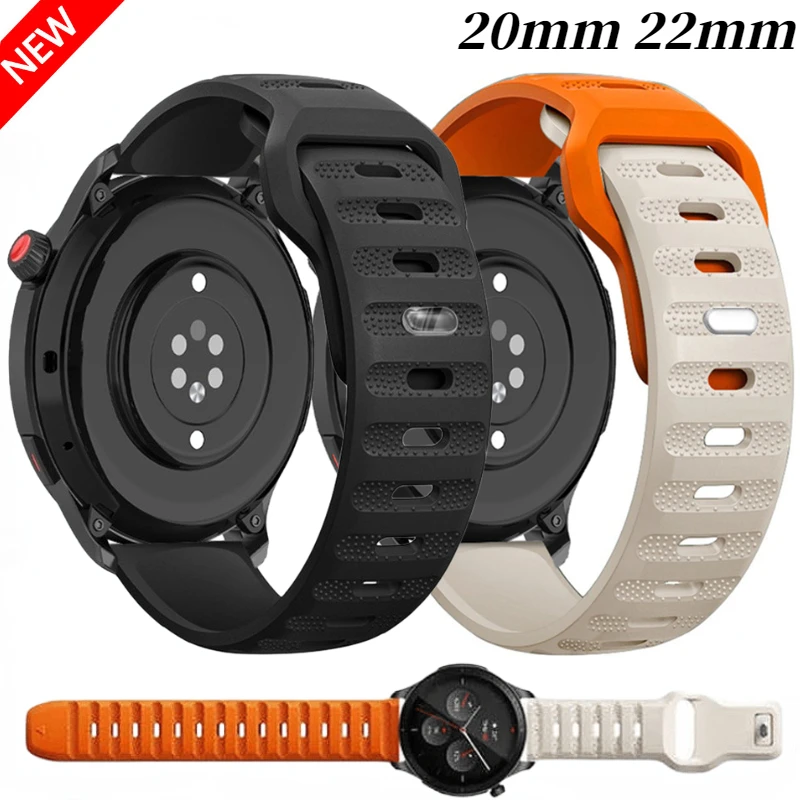 22mm 20mm Silicone Strap For Amazfit GTR/GTS4 Breathable Wristband For Samsung Galaxy Watch 6/5/4 Huawei Watch 4/3/GT3 Pro Band