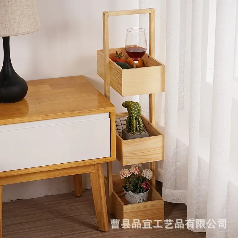 Modern Simple Wooden Storage Finishing Rack Multi-layer Shelf Floor to Floor Kitchen Bathroom Towel Rack Display Wooden Shelf
