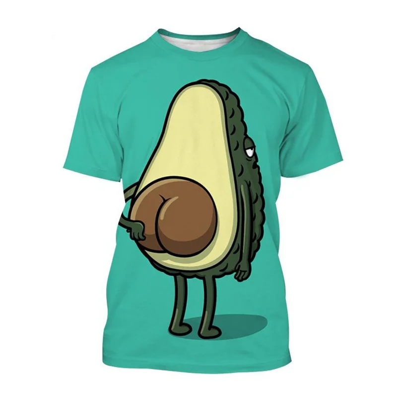 Fashion Avocado Cartoon Pattern T Shirt For Men Fruit 3D Printed Tees Summer Casual Short Sleeve Round Neck Tops Loose T-Shirts