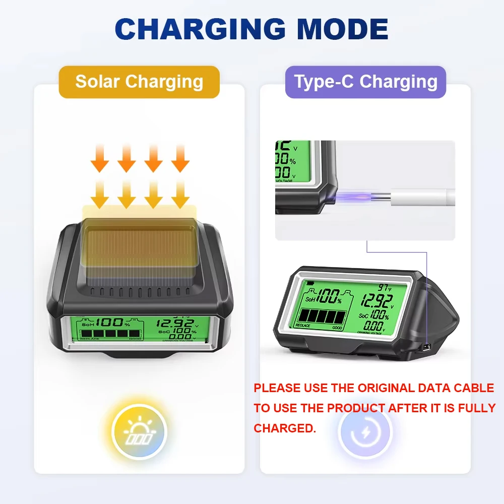 ANCEL BM200 PRO 12V Car Battery Capacity Tester Monitor LED Display Waterproof SOH SOC Battery Health Analyzer Auto Tester Tools