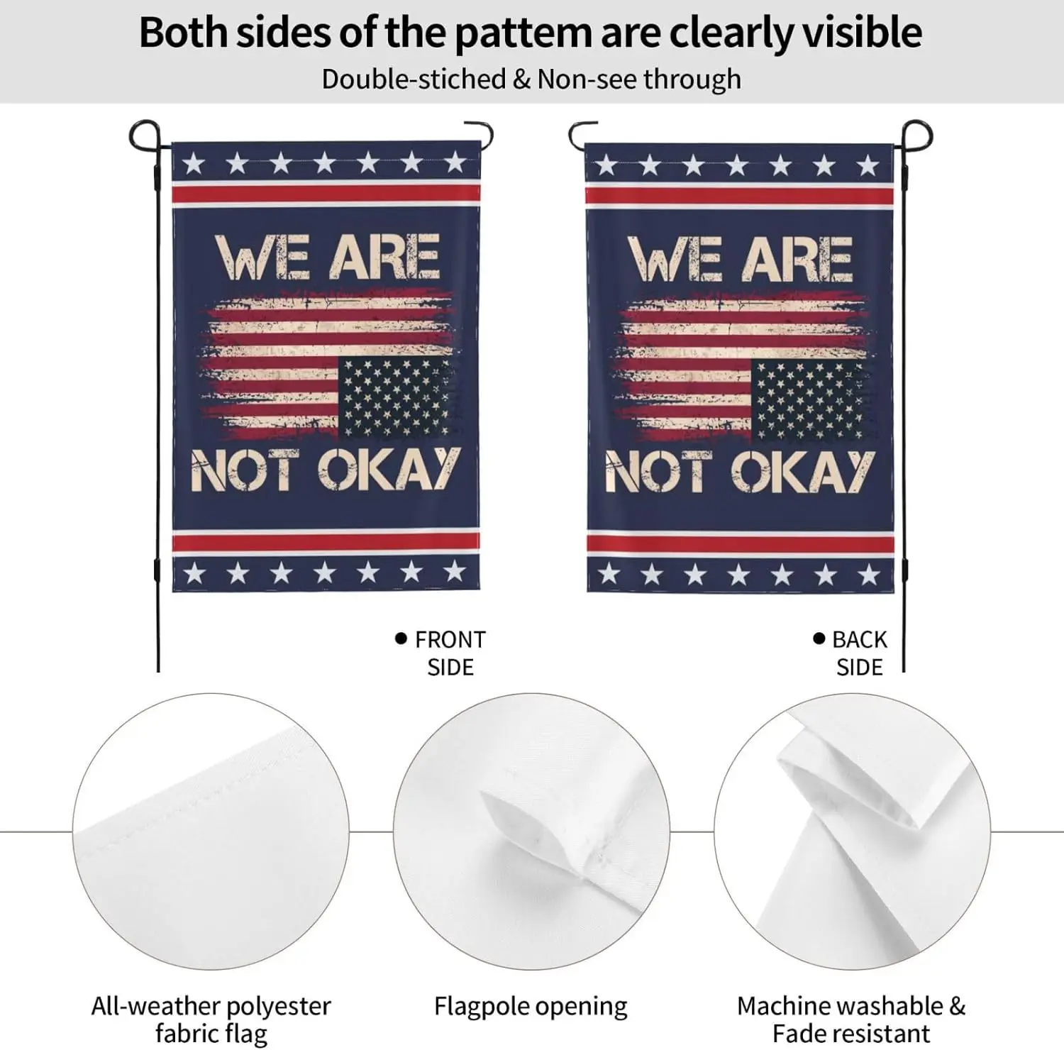 POFEISI نحن لست موافق العلم الأمريكي رأسا على عقب حديقة العلم 12x18 مضحك نحن لست موافق ساحة تسجيل منزل العلم لا Flagstand Doub JHH #6