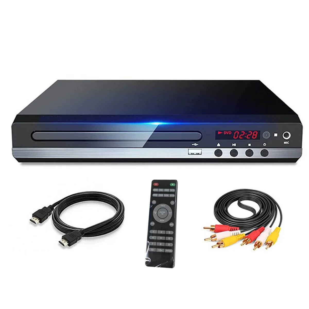 DVD Player 1080P HD Home DVD Player Box for TV All Region Free DVD CD-Disk Player AV-Output EVD Player--EU Plug