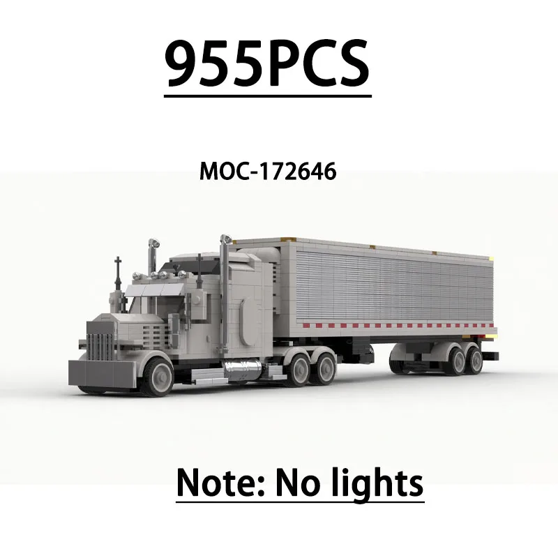 MOC-172646 Building Block Semi-Trailer Truck with Trailer Model, 955 Pieces Birthday Toy, Christmas and New Year Gift Decoration
