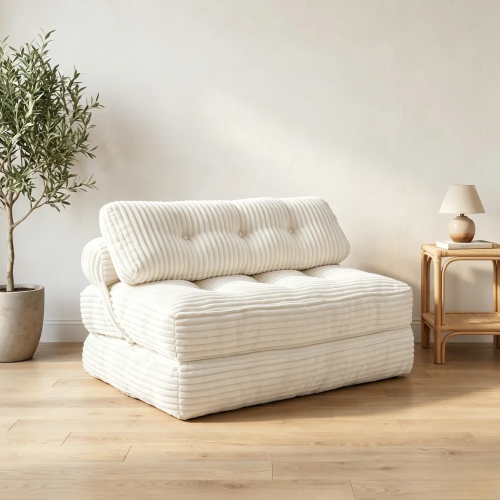 Folding Sofa Bed, Convertible Chair with Pillow Foldable Couch with Back Support, Portable Fold Out Chair Bed Comfy Floor Sofa Lounge for Living Room Bedroom