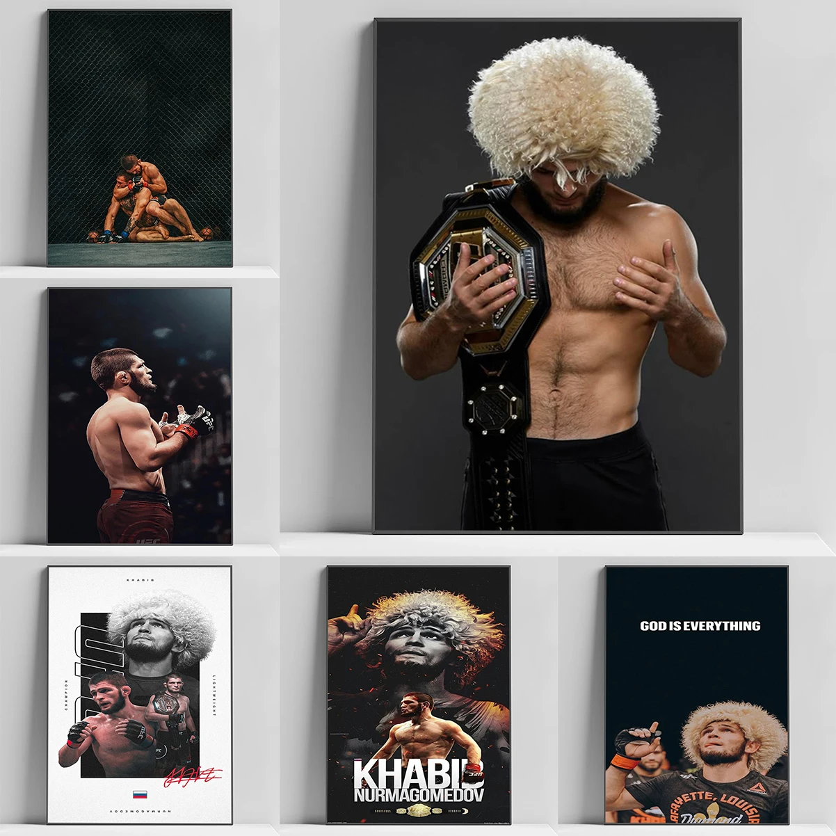 

U-UFC Khabib Nurmagomedov Poster HD Art Sticky Wall Waterproof Home Living Room Bedroom Bar Aesthetic Decoration Decor Pictures