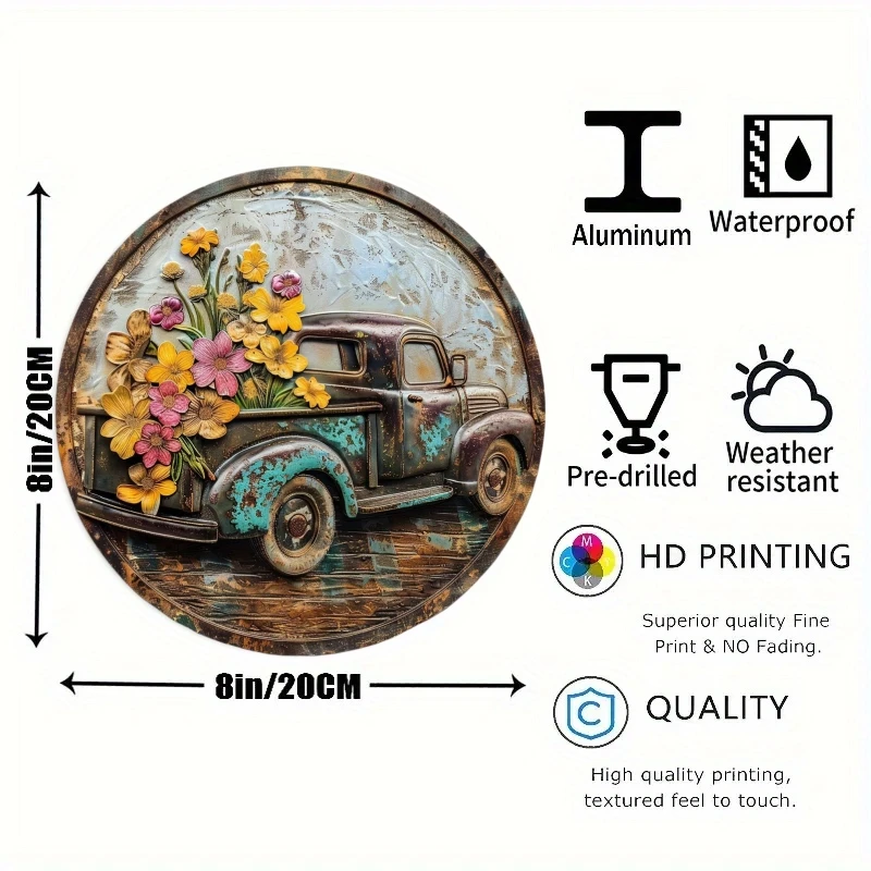 Round Metal Aluminum Sign Art Painting Wreath Decorative Plates Entrance Decor Gift Mask Theme For Bar Club Home Room Wall Decor