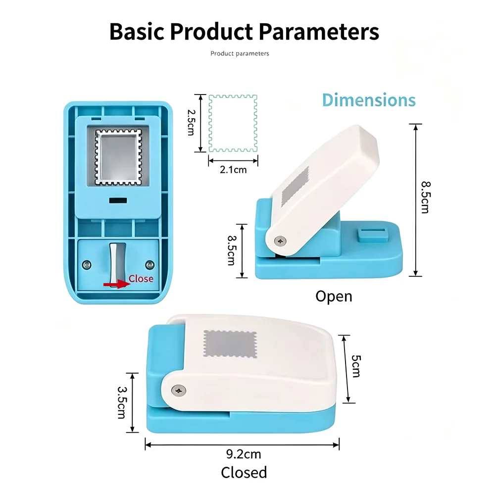 Picture 7: Medium / Large Stamp Shape Puncher Scalloped Rectangle Lever Action Craft Punch for Scrapbooking Journaling & DIY Paper Crafting