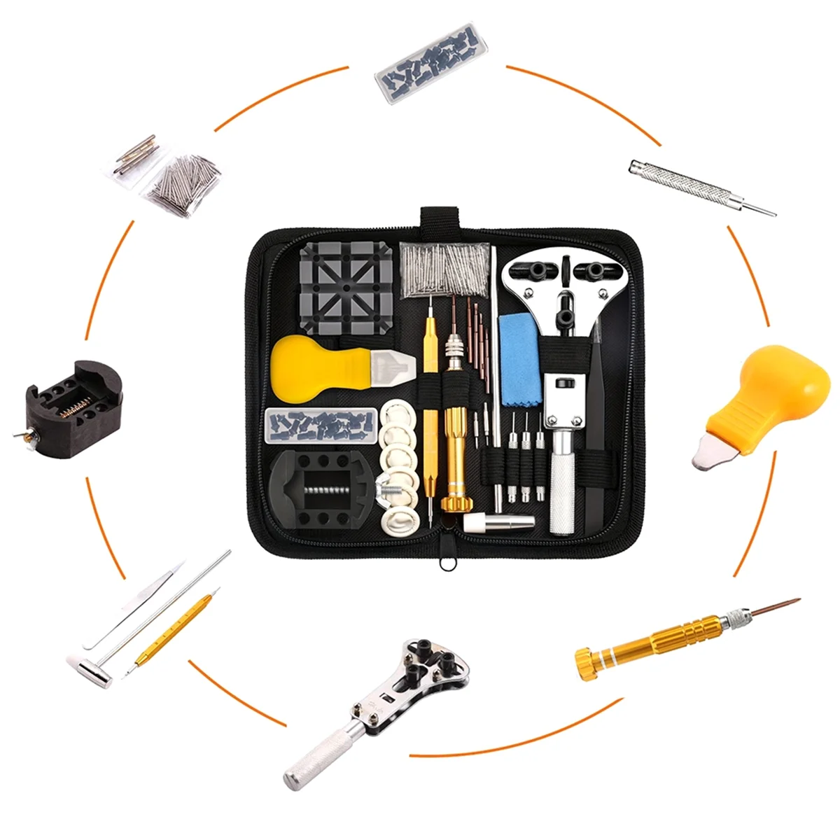 Kit de Réparation de Montres Multi-Outils Professionnels Portable, Ensemble d'Outils d'Horloger avec Étui de Transport