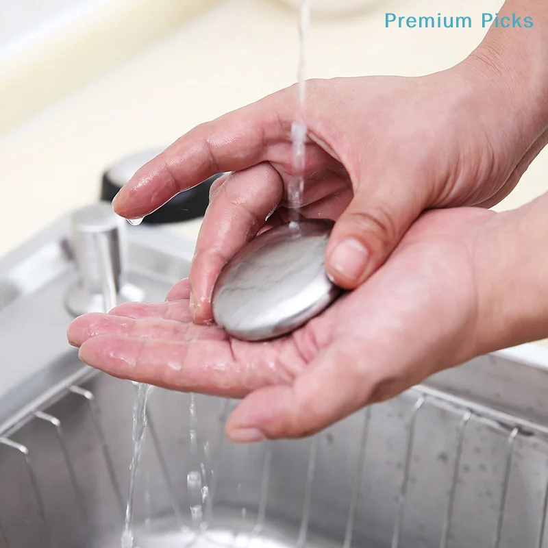 携帯用ステンレス製消臭石鹸、手の臭い除去剤、ニンニクや玉ねぎ - Kitchen Hand Gadgets のレビューと価格