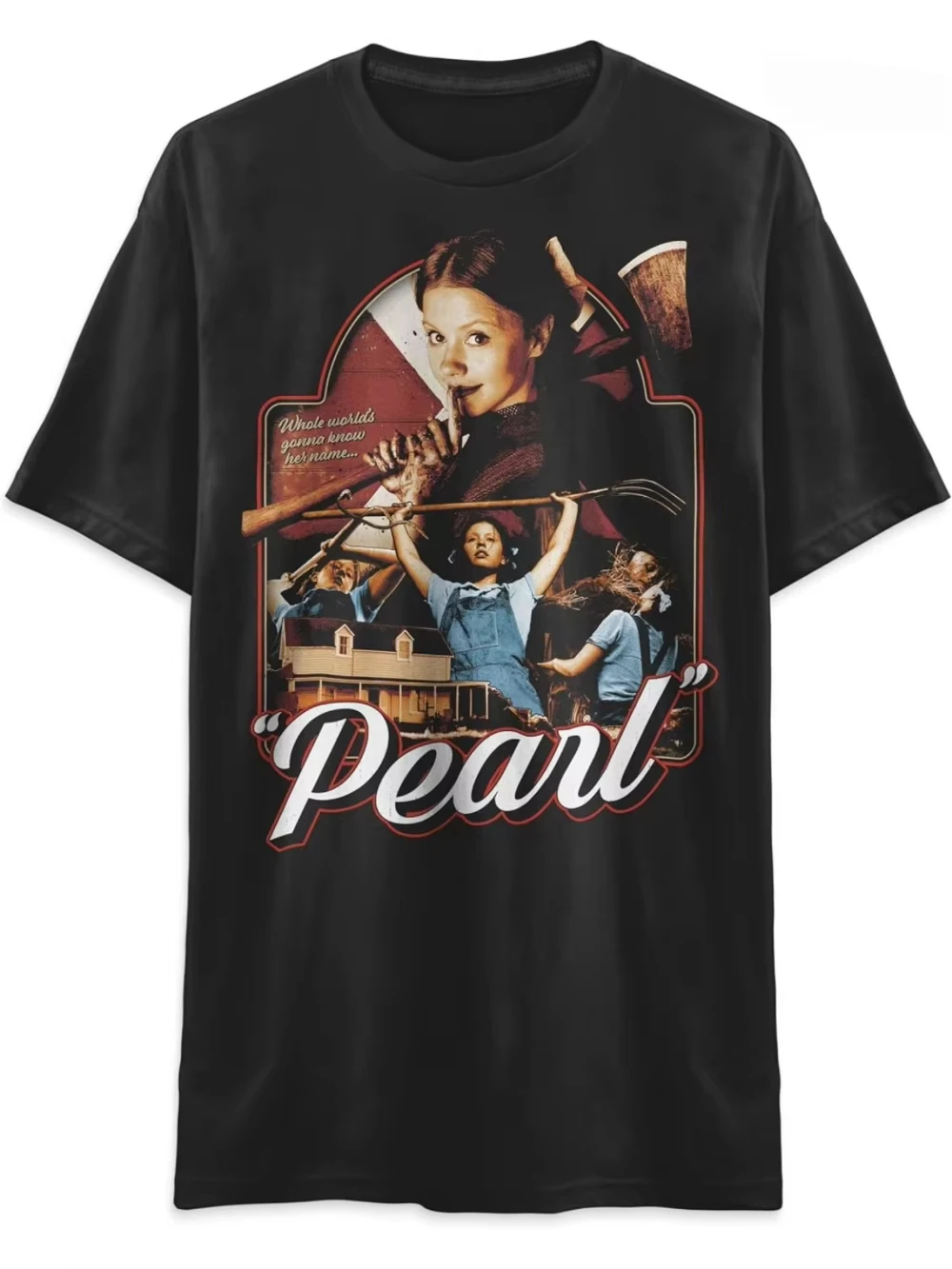 Men'S Black Rabbit Pearl Movie Mia X Gothic Horror Movie Graphic T-Shirt Horror Film Iconic Characters Casual Short Sleeve