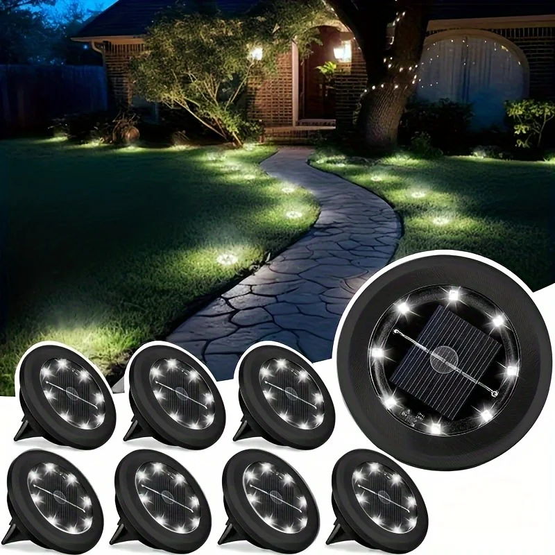 12Pcs Solar Underground Lights for Landscape and Lawn, Embedded Installation, Portable Led White Light, Outdoor Decorative Lights, Suitable for Steps, Railings, Patios, Gardens, Stairs, Yards