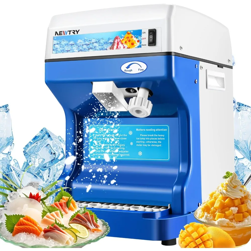 

Commercial Ice Shaver Machine Electric Ice Cube Crusher Snow Cone Maker with Aluminum Alloy Blade Thickness Adjustable 26