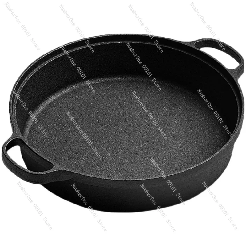 31/35cm Thick Cast Iron Pan Deepening Pork Bun Braising  Household Pancake Maker Uncoated