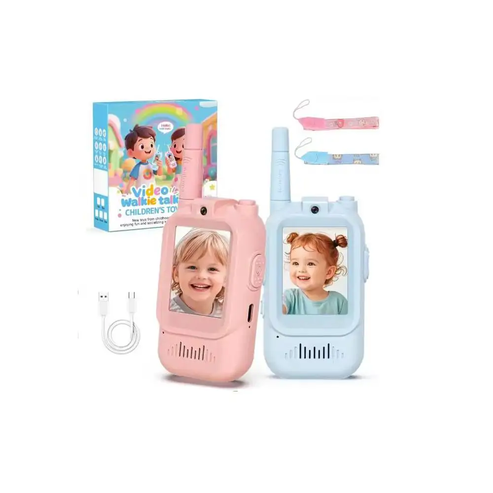 لعبة أجهزة الراديو المكونة من قطعتين قابلة لإعادة الشحن للأطفال فيديو لاسلكي للأولاد والبنات للعب في الأماكن المغلقة والتخييم والمشي لمسافات طويلة