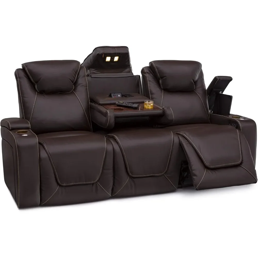 

Vienna Home Theater Seating - Living Room - Top Grain Leather Power Recline Power Headrest Powered Lumbar -AC USB Charging