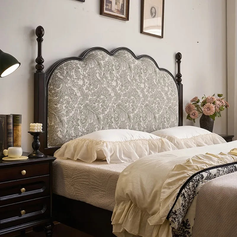 

American retro Marseille bed, pattern soft bag double bed