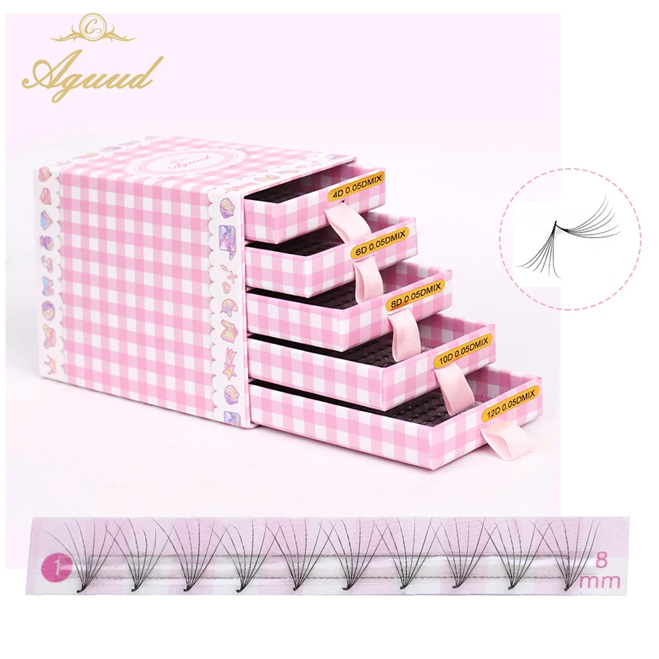 

AGUUD 4D 6D Five-layer Drawer Boxes Premade Fan Lashes Pointy Base Russian Volume Perfect Fans Eyelash Extension Lashes Supplies