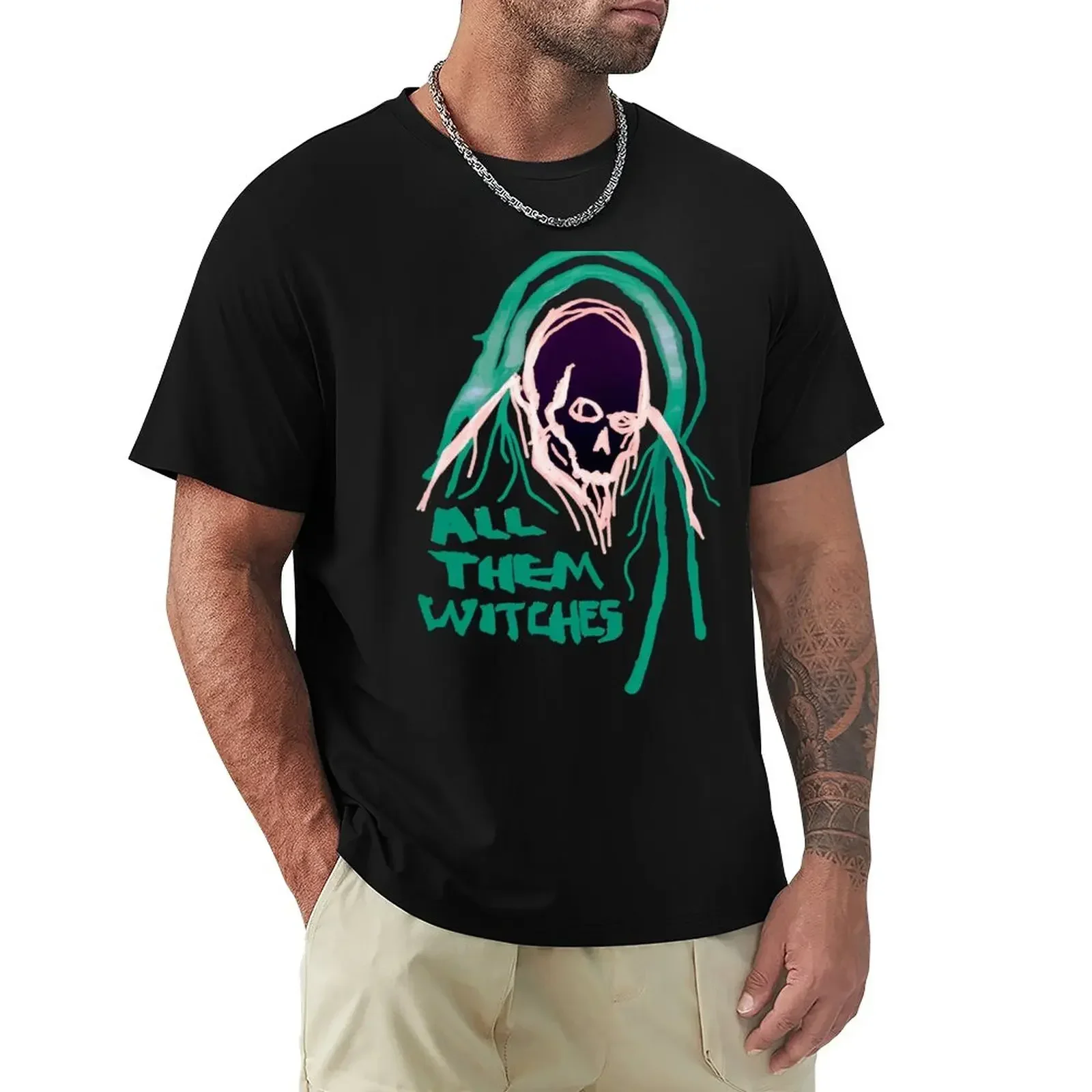 

All them witches ATW colourful skull T-Shirt anime tshirt oversized plus size tops Men's t-shirts