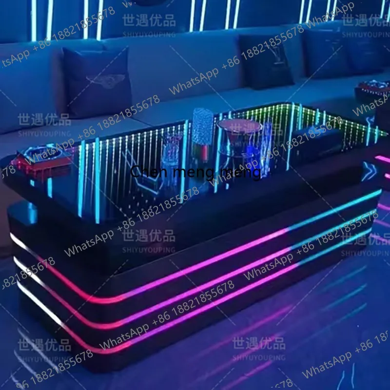 

KTV coffee table abyss mirror tempered glass stainless steel foot bath shop club bar special table