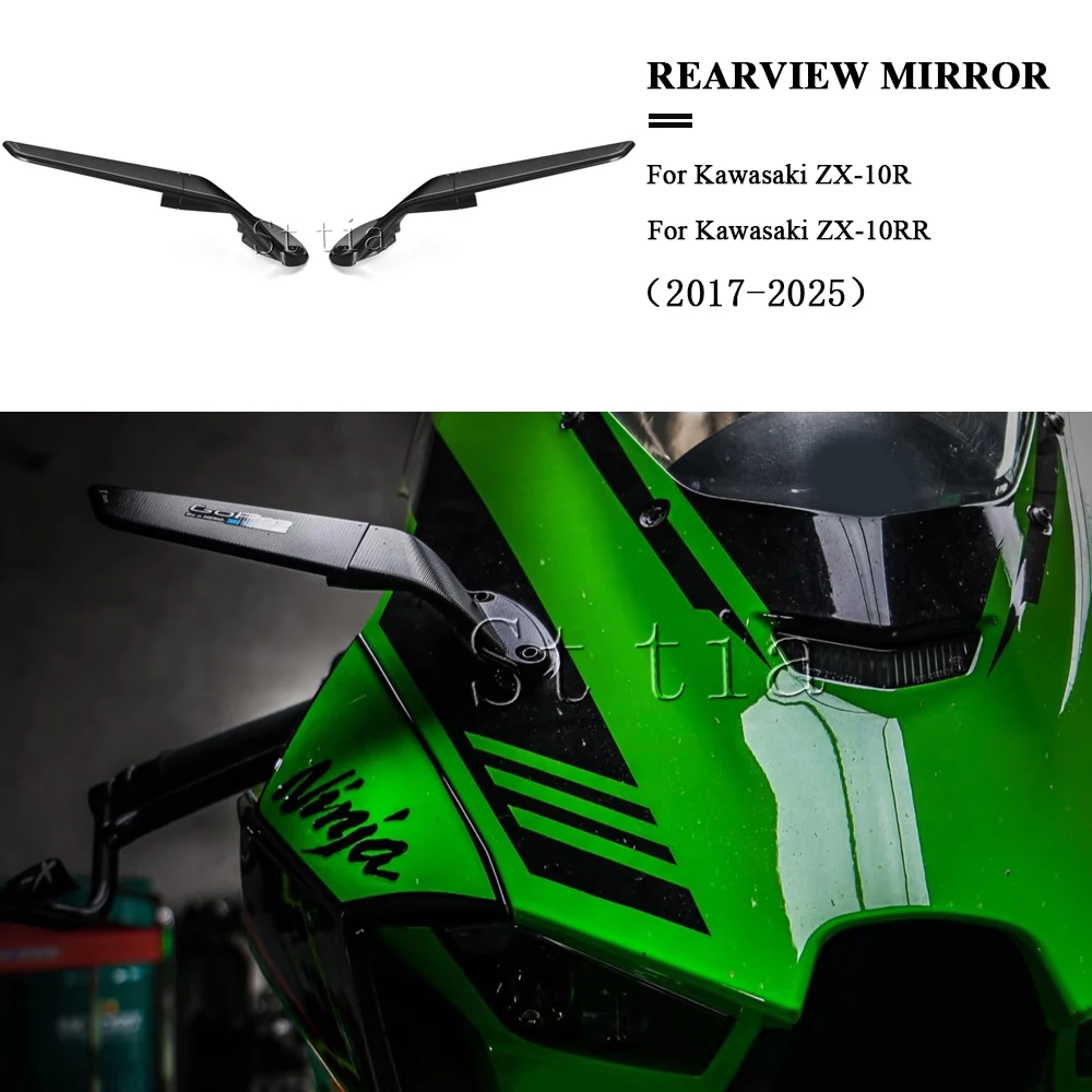 

For Kawasaki Ninja ZX-10R ZX-10RR 2017-2025 10R Motorcycles Adjustable Rotating Rearview Mirror Aluminum Side Rear View Mirrors