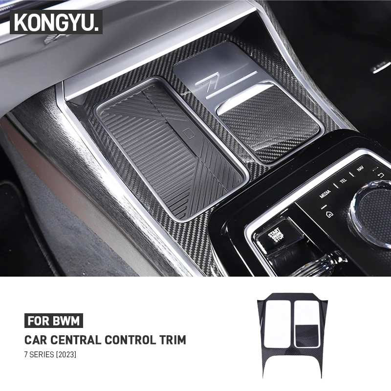

For BMW 7 Series G70 2023 Real Dry Carbon Fiber Car Central Control Cup Holder Panel Trim Cover Sricker Decorative Accessories