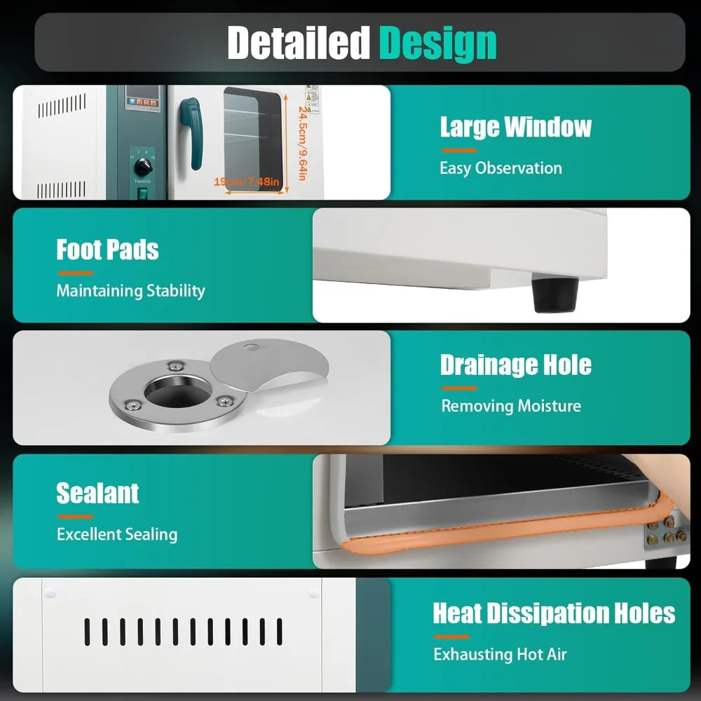 فرن حراري للمختبر بقدرة 1000 وات، فرن تجفيف حراري قسري رقمي، فرن كهربائي سريع المعالجة بدرجة حرارة ثابتة 110 فولت #6