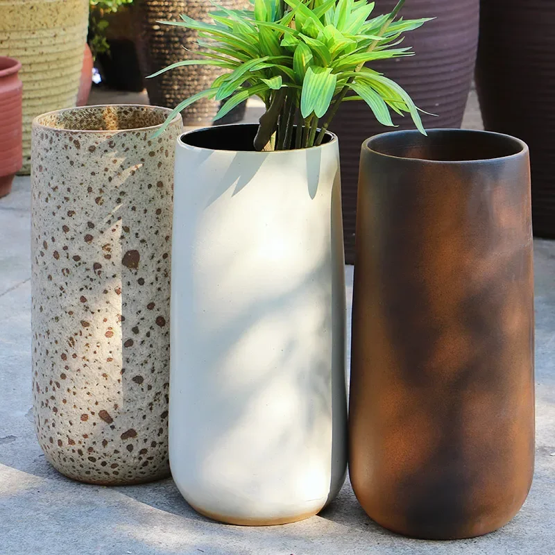 Macetas de cerámica modernas, florero estético para balcón, bonsái, hidroponía, maceta grande, decoraciones para patio, suministros de jardín, Maceta FYFP