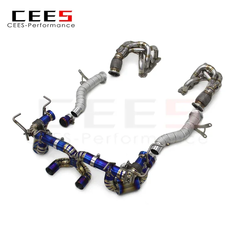 CEES Exhaust Downpipe Manifold for Ferrari 458 V8 4.5 2013-2016 High Performance Titanium Car Exhaust Pipe System Muffler Escape