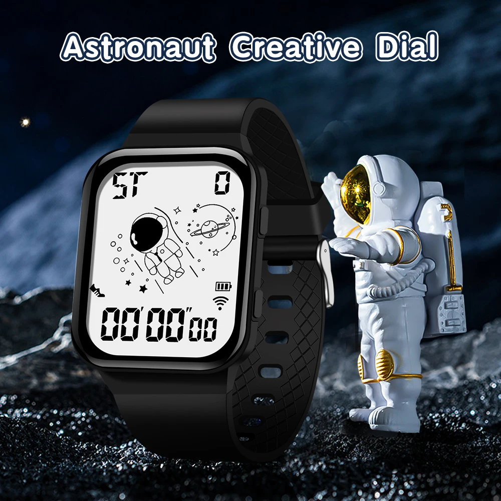 Fashion student astronaut creative sports electronic watch waterproof multifunctional alarm clock plastic cement watch strap