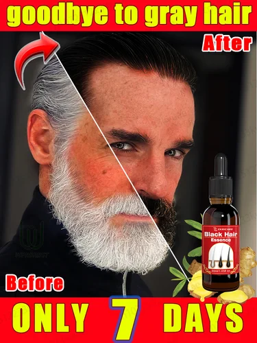 Esencia antiblanqueo natural pura, elimina las canas y vuelve el cabello negro desde la raíz.