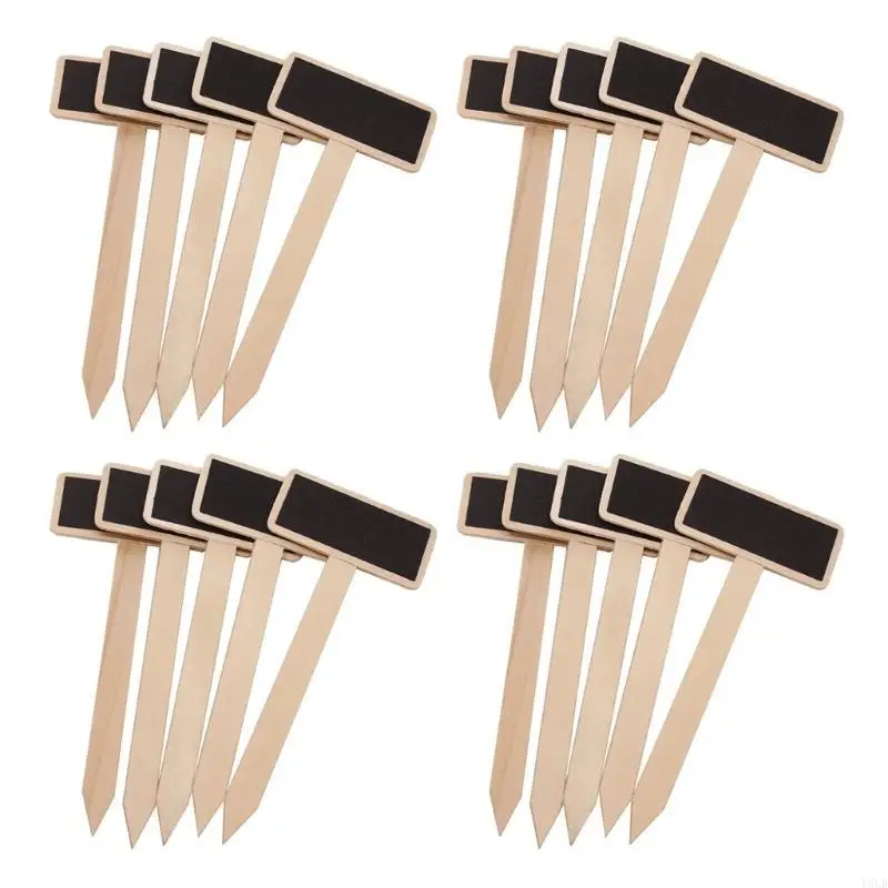 Y5LB 20Pcs/pack Mini Chalkboard Garden Stakes Label T-Type Label for Garden Plant Labels Black Board Markers Plant Signs - view 3