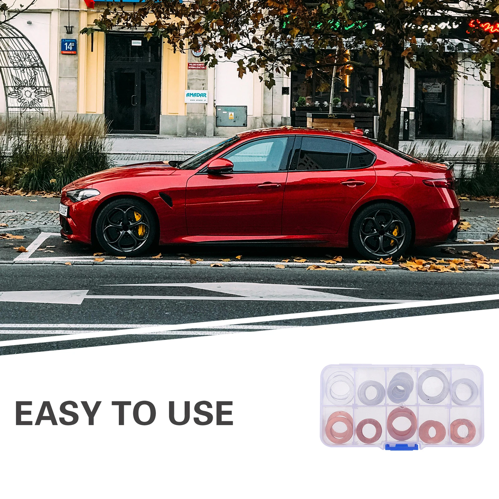 

42pcs Oil Drain Screw Gasket Combination Copper Aluminum Washers Seal Pad Compatible Car Valve Parts Engine Components