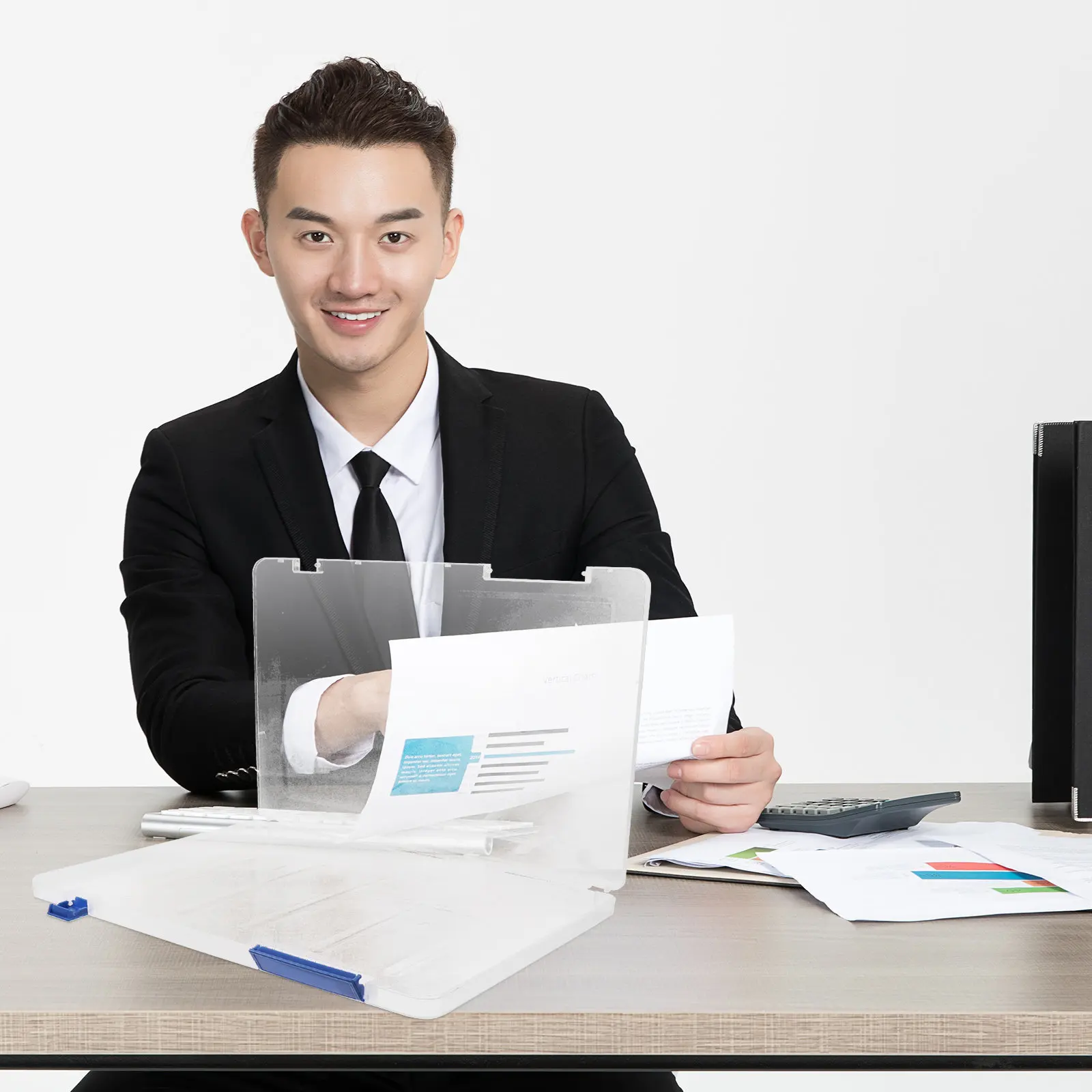 

Clear A4 File Box Plastic Document Storage Case Wear Resistant Compact Organizer for Papers Invoices Photos Magazines Scrapbook