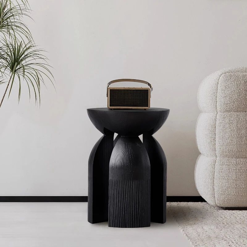 

Italian minimalist creative solid wood small coffee table high-end small apartment living room sofa side table wabi sandy wind