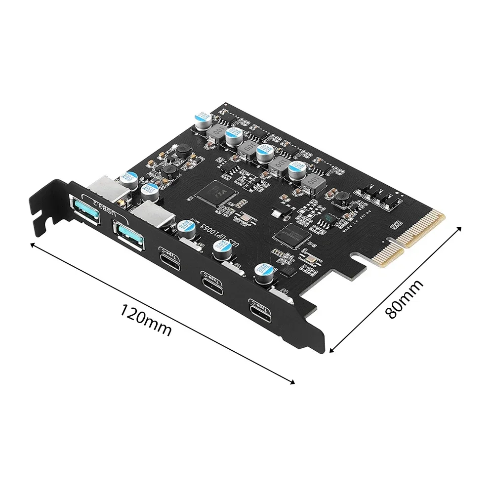 PCIE X4 To USB 3.2 10Gbps Gen2 3 Port Type C Expansion Card Dual USB A + Three TypeC Adapter Converter Chip ASM3142 With VL822