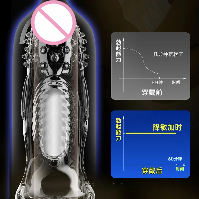 ملحقات كم القضيب الواقي الذكري توسيع الذكور تأخير الهزاز البظر مدلك خاتم الديك تهتز غطاء القضيب الجنس لعب للرجال #3