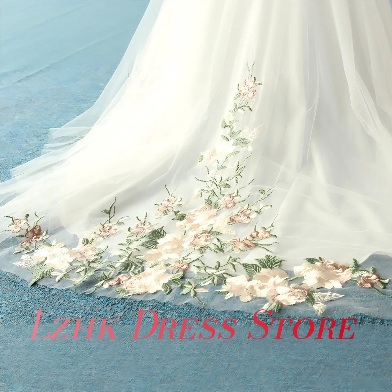 Personalizado Sexy Organza Apliques A-Line Vestido de Noite Gracioso Sem Mangas Com Decote Em V Até O Chão فستانmavera