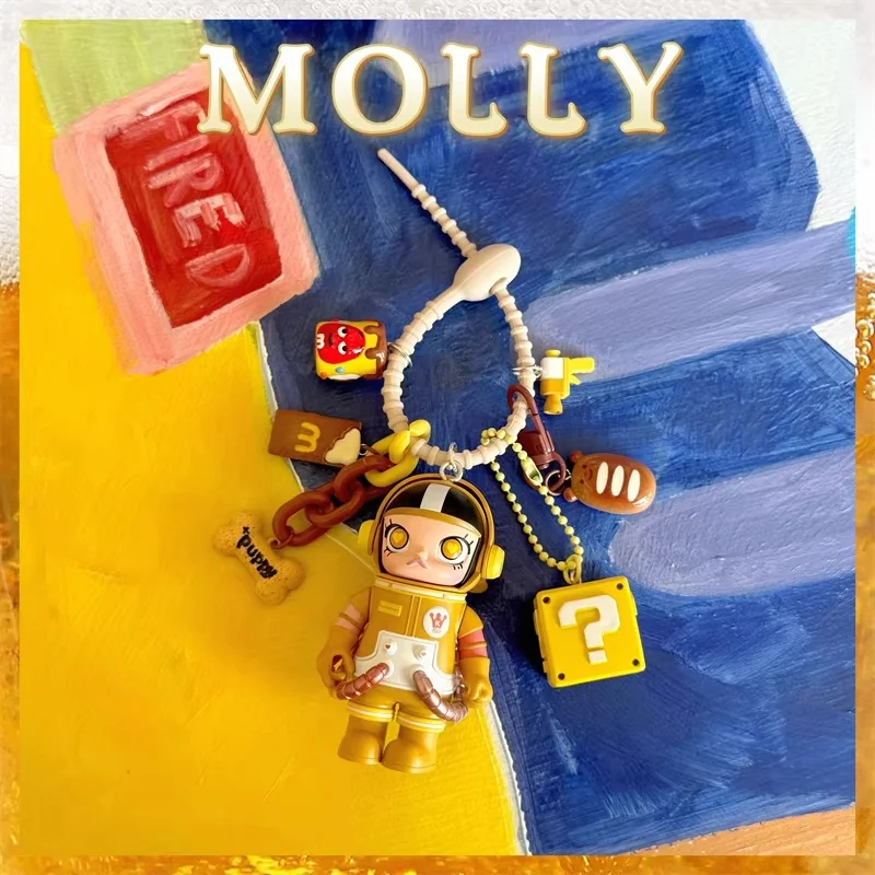 Genuine Molly Third Generation 100% Anniversary Series Car Keychain Mega Collection Space Keychain Bag Pendant Decorative Gift