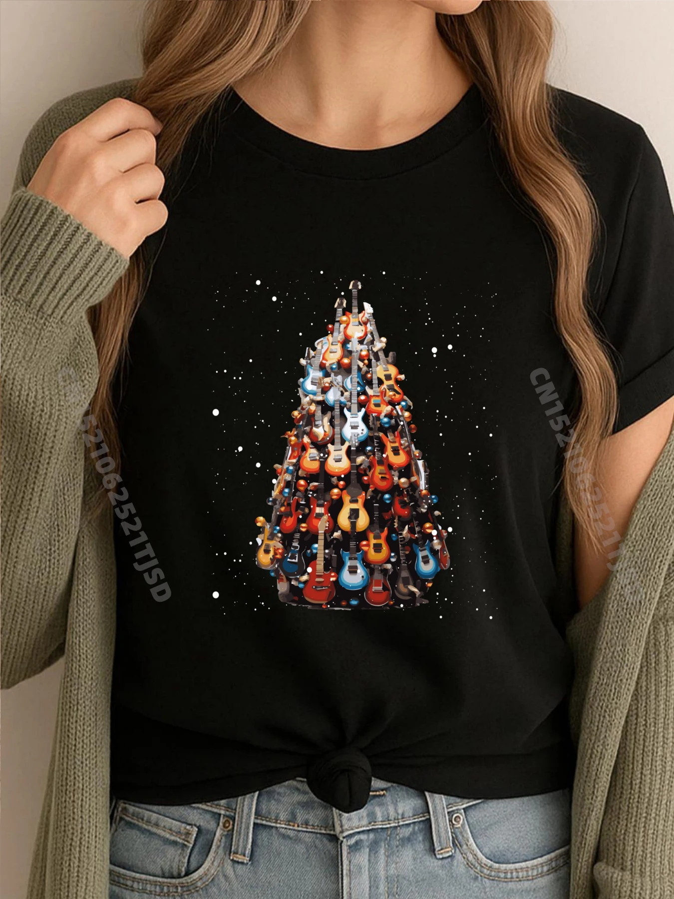 

Guitar Christmas Musical Santa Claus Musician Guitarist Brand T Shirt Vintage T Shirts Tshirt Washed Mother's Day